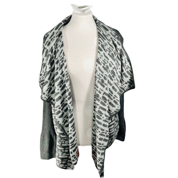 RAVEL shawl collar cardigan long sleeve grey knit two toned geometric Size XL - Picture 6 of 11